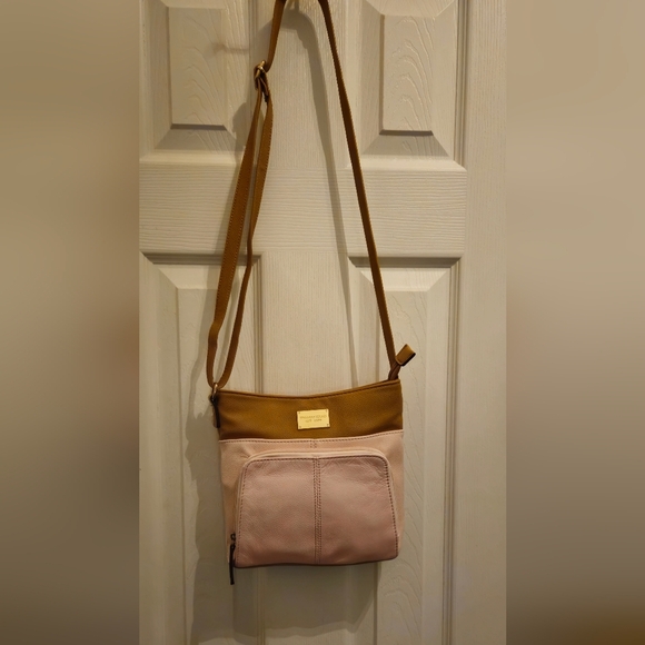 Tignanello Leather Blush Pink and Tan Crossbody Bag - Picture 2 of 9